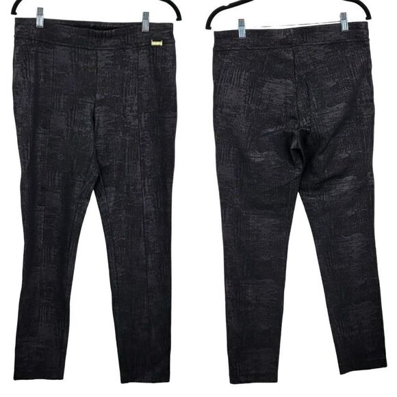 Calvin Klein Womens Pants Power Stretch Embossed Snake Leggings Skinny Black M - Picture 1 of 16
